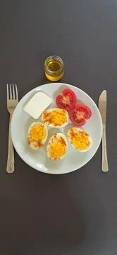 ​Healthy breakfast with boiled eggs Stock Photos