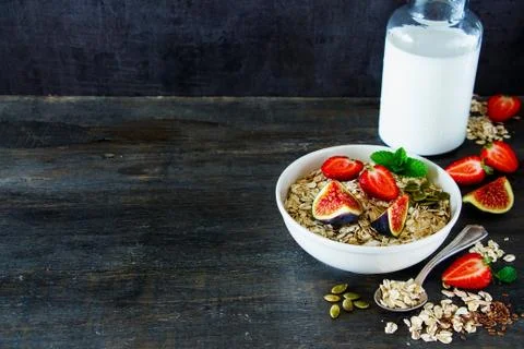 Healthy breakfast composition Stock Photos