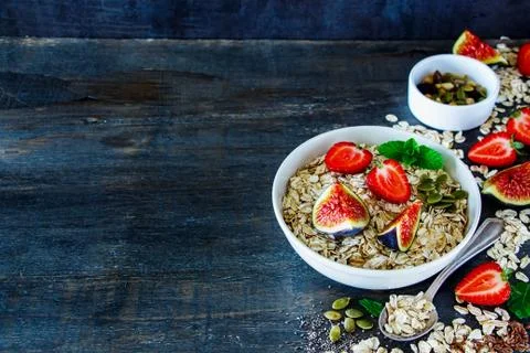 Healthy breakfast composition Stock Photos