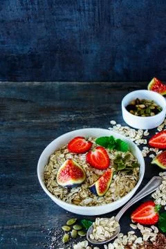 Healthy breakfast composition Stock Photos
