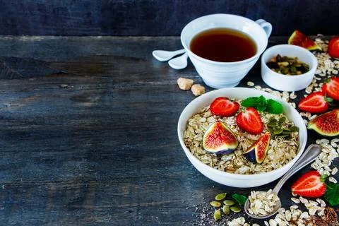 Healthy breakfast composition Foto stock