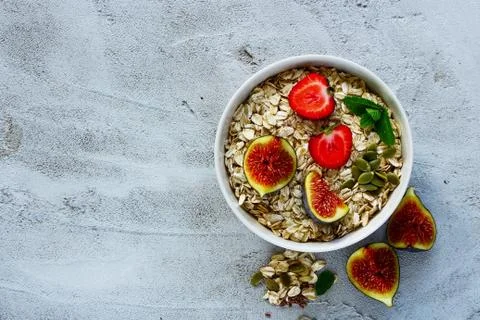 Healthy breakfast composition Stock Photos