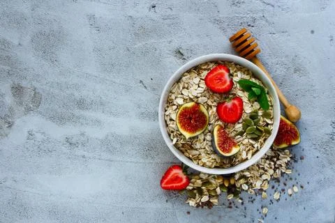 Healthy breakfast composition Foto stock