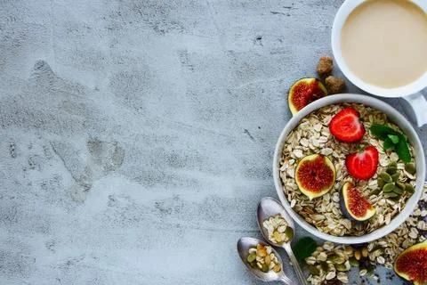 Healthy breakfast composition Stock Photos