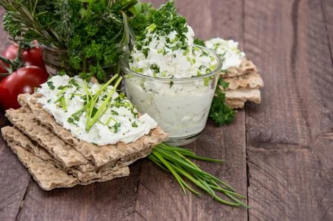 Healthy breakfast with crispbread Stock Photos
