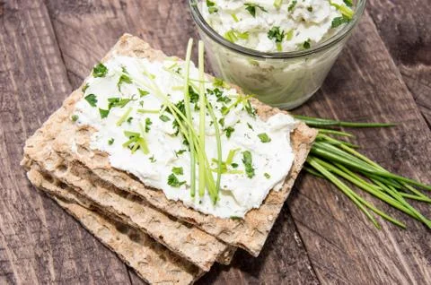 Healthy breakfast with crispbread Stock Photos