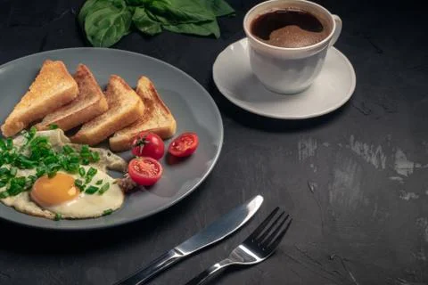 Healthy breakfast fried eggs Stock Photos