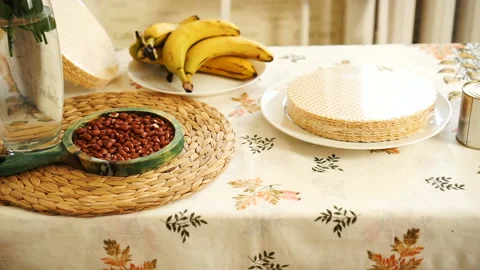 Healthy breakfast on the kitchen table. Good morning Stock Footage 136591401