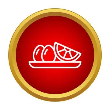 Healthy breakfast line icon with eggs and lemon Stock Illustration
