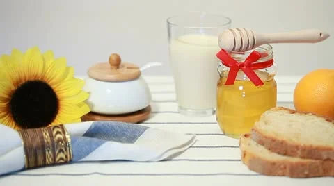 A healthy breakfast (pan shot) Stock Footage 10686433