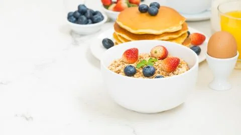Healthy Breakfast set Stock Photos