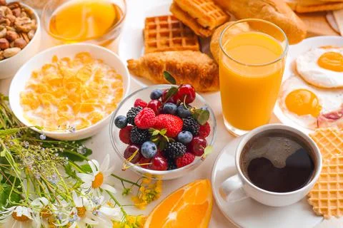 Healthy breakfast set Stock Photos