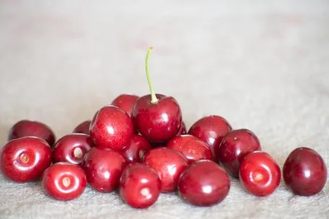 Healthy Breakfast with sweet Cherries Stock Photos