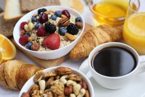 Healthy breakfast on table Stock Photos