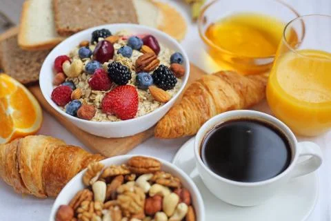 Healthy breakfast on table Stock Photos