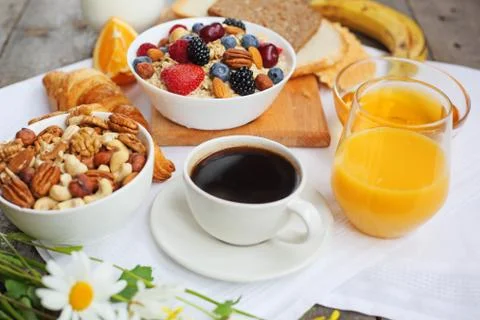 Healthy breakfast on table 库存照片
