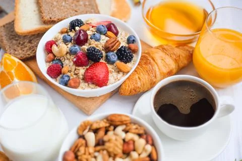 Healthy breakfast on table Stock Photos