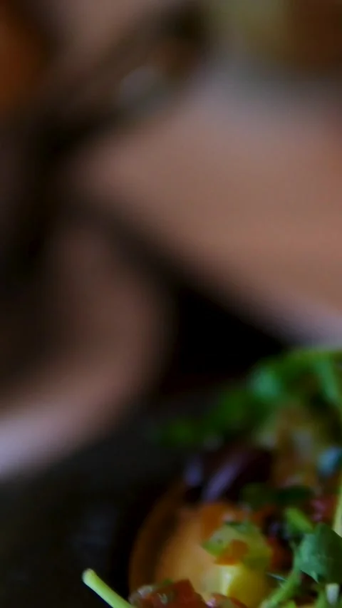 Healthy breakfast until plate become empty. Unrecognizable person eating Stock Footage 306932397