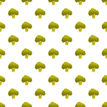 Healthy broccoli vegetable seamless pattern on white background Illustrazione stock