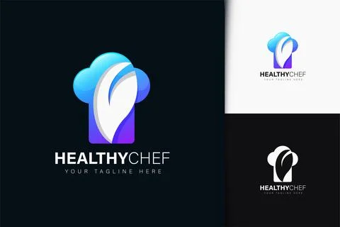 Healthy chef logo design with gradient Stock Illustration