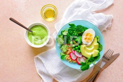 Healthy detox food served in a bowl, view from above Stock Photos