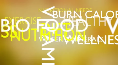 Healthy diet word tag cloud, yellow variant, 3D rendering Stock Footage 64200331