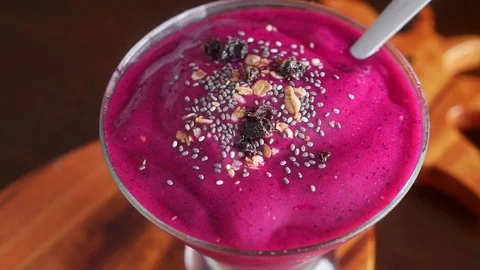 Healthy dragon fruit smoothie Stock Footage 71836921