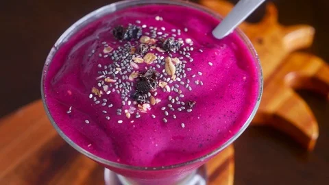 Healthy dragon fruit smoothie Stock Footage 71836946