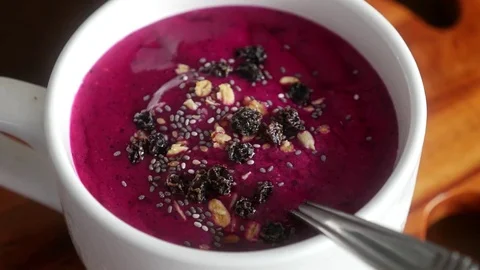 Healthy dragon fruit smoothie Stock Footage 71837005