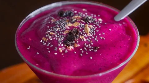 Healthy dragon fruit smoothie Stock Footage 71837042
