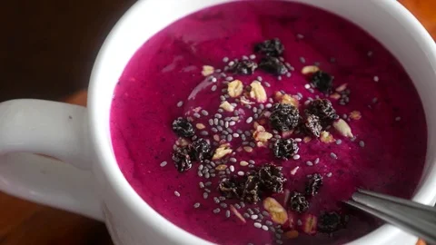 Healthy dragon fruit smoothie Stock Footage 71837258