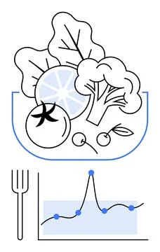 Healthy Eating and Statistical Analysis of Nutritional Trends for Wellness Stock Illustration
