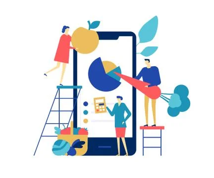 Healthy eating app - flat design style colorful illustration Illustrazione stock