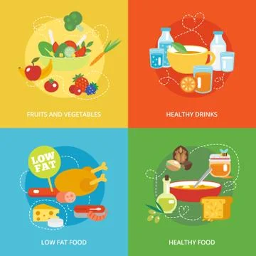 Healthy eating flat set Illustrazione stock
