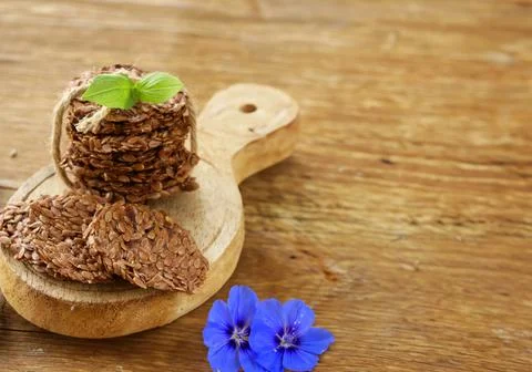 Healthy eating flax seed crackers Stock Photos