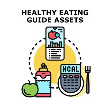 Healthy eating guide assets concept illustration for diet planning Ilustración de archivo