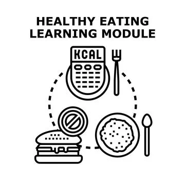 Healthy eating learning module educating about calories and nutrition Stock Illustration