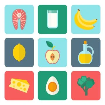 Healthy eating set Stock Illustration