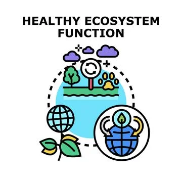 Healthy ecosystem function ensuring global environmental sustainability Stock Illustration