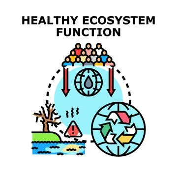 Healthy ecosystem function for sustainable environmental protection Stock Illustration