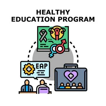 Healthy education program improving medical awareness and care Stock Illustration