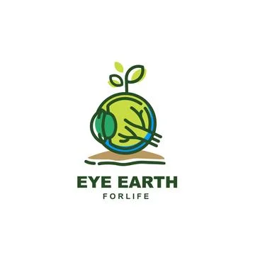 Healthy eye logo vector icon illustration with growing plant seed Stock Illustration