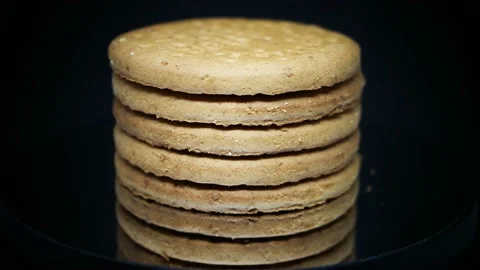 Healthy fiber digestive biscuits rotating closeup Stock Footage 142772057