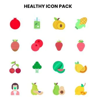Healthy Flat Graphics Icons Pack Stock Illustration