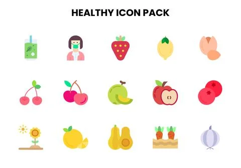 Healthy Flat Scalable Icons Pack Stock Illustration