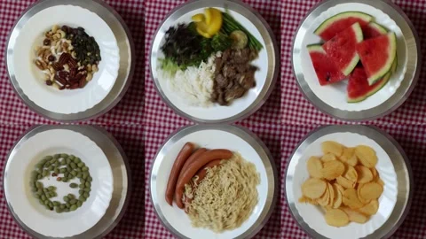 Healthy food compared with processed snacks Stock-Footage 340220856