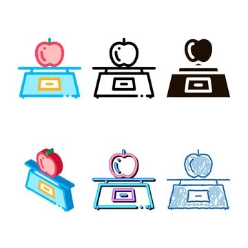 Healthy food fruit apple vector thin diversity line icon Stock Illustration
