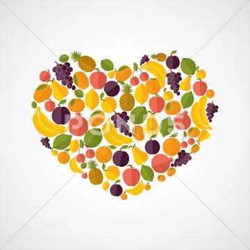Healthy food heart composition Stock Illustration