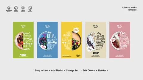 Healthy Food Reels After Effects stock