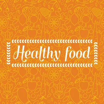 Healthy food - seamless pattern background with fruit linear icons Stock Illustration